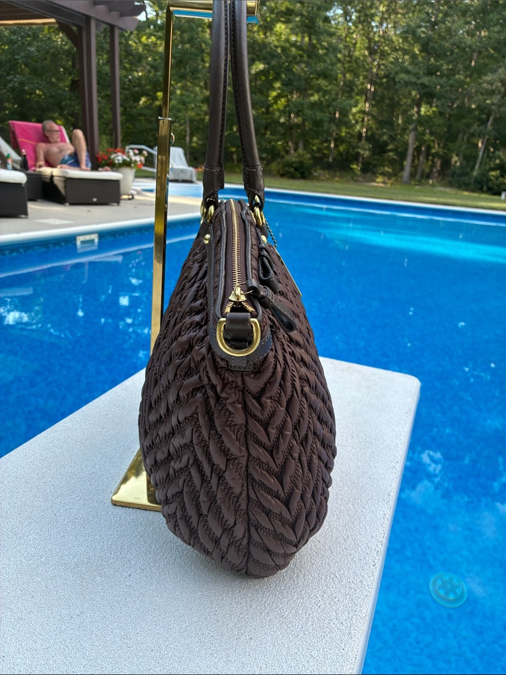 Coach Madison Quilted Chevron Nylon Lindsey Satchel **Limited Edition** - Picture 4 of 10